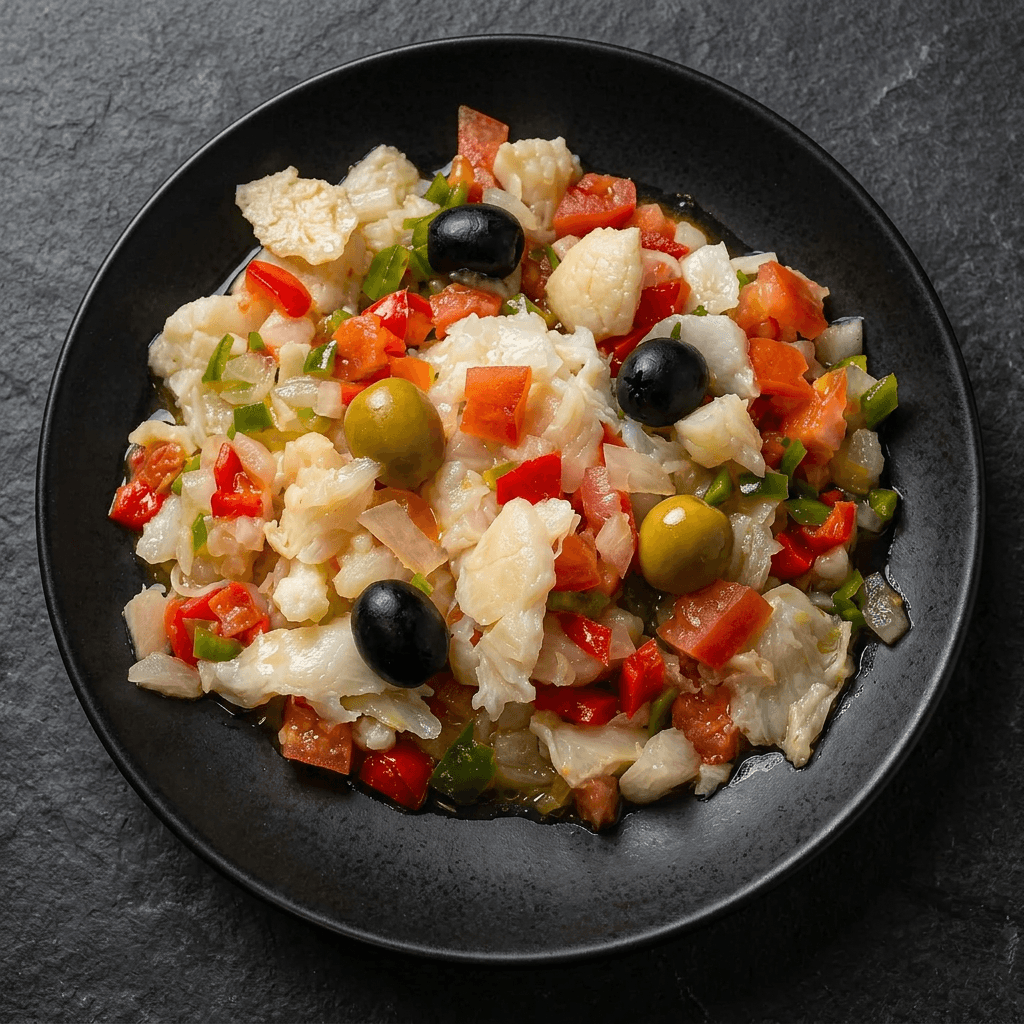Fotografia gastronòmica de Esqueixada de bacallà - Especialitat de Cal Benito, Lleida